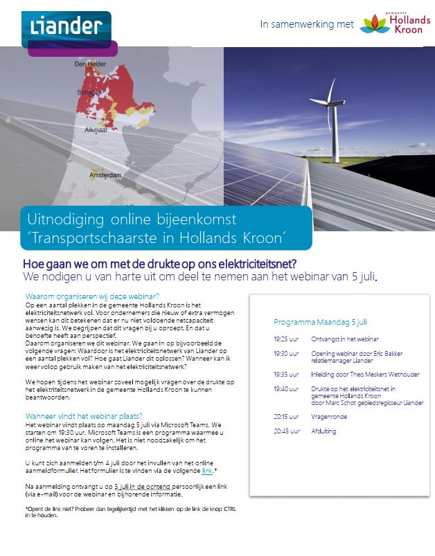 Kom 5 juli naar de ondernemersbijeenkomst Elektriciteitsnetwerk Hollands Kroon  